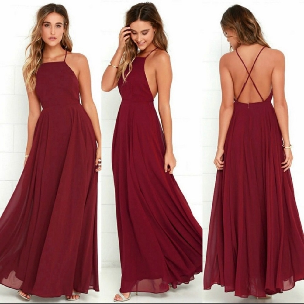 Lulu’s Mythical Kind of Love Wine Red Maxi Dress